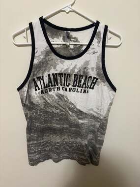 U.S. Apparel Atlantic Beach North Carolina Graphic Ringer Tank Top